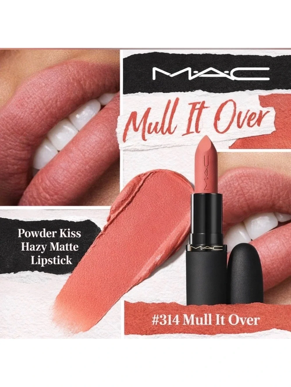 MAC Powder Kiss Lipstick 314 Mull It Over | Dirty Peach Nude - New In Box (NIB)